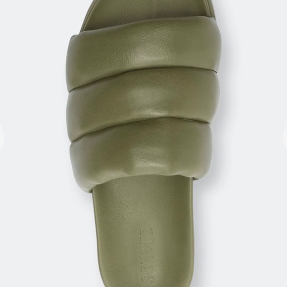 SCHUTZ | Maisha Vegan Leather Platform Sandal Slide Aspen Green, sz 8.5 - Picture 2 of 12